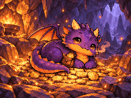 Ember Whelp, a little purple dragon breathing a spark.